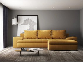 Colțar extensibil dumonde cu ladă de depozitare si sezut confortabil din spuma high-density, Leonardo Zoom Mustar 260x185 cm II