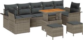 vidaXL Set de canapele pentru grădină cu pernă 10 pcs Gri poliratan