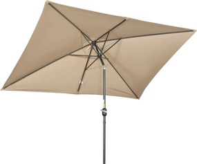 Outsunny Umbrelă de Grădină Înclinabilă cu Manivelă și 6 Spiţe, 2x3 m, Gri Închis | Aosom Romania