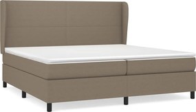 vidaXL Pat box spring cu saltea, gri taupe, 200x200 cm, textil