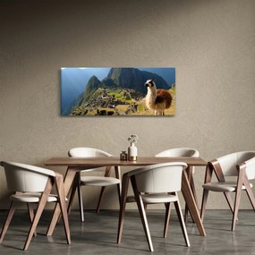 Tablou - Lama și Machu Picchu (120x50 cm)