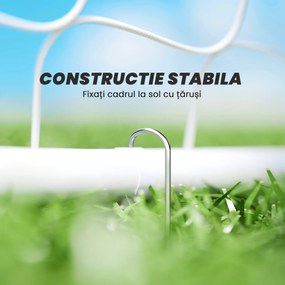 HOMCOM Poartă de Fotbal pentru Adulți și Copii de Grădină cu Țintă Centrală și Stâlpi, 186x62x123 cm, Alb | Aosom Romania