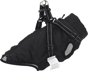 vidaXL Haină câini cu ham impermeabilă reflectorizantă, negru, L32