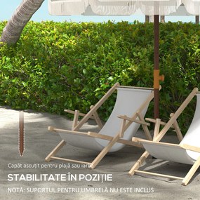 Outsunny Umbrelă de Plajă Portabilă cu Volane în Aer Liber cu Baldachin Ventilat, Geantă de Transport, Ø1.9x2.1 m, Alb-Crem | Aosom Romania