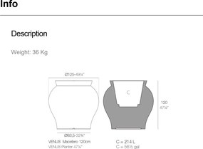 Ghiveci plante design decorativ modern exterior/interior Venus 125x120cm