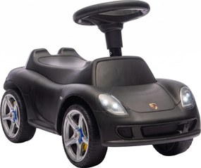 AIYAPLAY Mașinuță de Împins pentru Copii cu Licență Porsche, Claxon, Faruri și Sunet de Pornire, PP, Negru | Aosom Romania