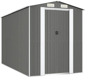 vidaXL Șopron de grădină, gri deschis, 192x357x223 cm, oțel galvanizat