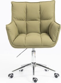 HR560K Scaun Khaki Piele Ecologica Premium Soft cu Bază Cromata