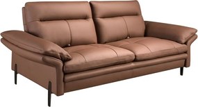 Canapea 3 locuri, tapitata cu piele naturala, spatar rabatabil Maro