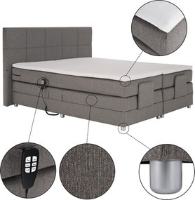 Pat electric reglabil, arcuri, gri, 160x200, MURKO NEW