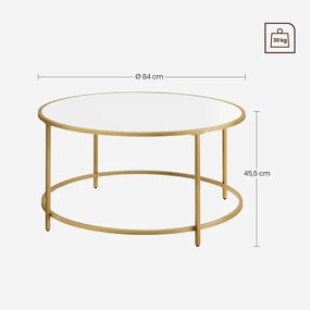 Masuta De Cafea Rotunda, Alb Auriu, 84 Cm