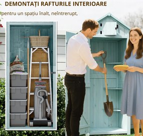 Magazie de Gradina Outsunny, din Lemn Impermeabila, 77x54,2x179cm, Albastru | Aosom Romania