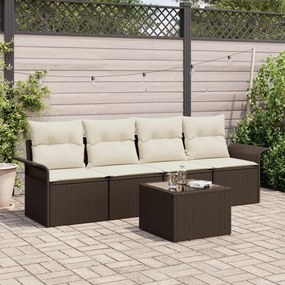 vidaXL Set de canapele pentru grădină 5 pcs Maro Rattan poli