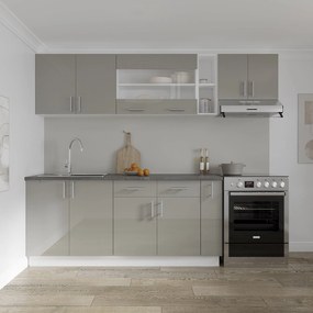 Set haaus V16, Gri Lucios/Alb, MDF, Blat Thermo 28 mm, L 240 cm