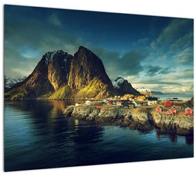 Tablou cu sat de pescari din Norvegia (70x50 cm)