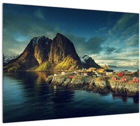 Tablou cu sat de pescari din Norvegia (70x50 cm), în 40 de alte dimensiuni noi