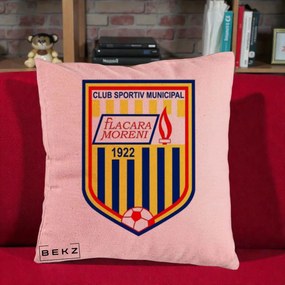 Perna Personalizata CSM Flacara Moreni 1922 Fotbal, 40x40 cm, Roz, Husa Detasabila, Perna Inclusa, BEKZ®