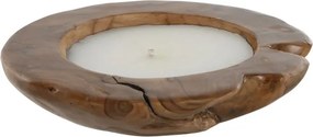 Lumânare decorativă tip ceară, stil natural rustic, culoare naturală, din ceară și lemn de tec, „Teak”
