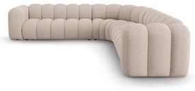 Colțar modular bej cu tapițerie din chenille Lupine – Micadoni