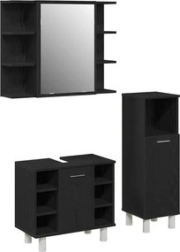 vidaXL Set de mobilier pentru baie 3 pcs Negru 30 x 30 x 99,5 cm