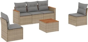 vidaXL Set canapele de grădină cu perne, 6 piese, bej, poliratan