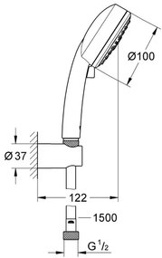 Set de dus Grohe Tempesta Cube 110 cu porter si 3 functii