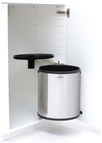 Brabantia Coș încorporabil 647044, 15 L, Deschidere largă, Coș interior din plastic, Inox