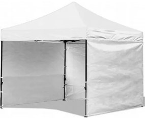 Pavilion pentru gradina/comercial, cadru metalic, 3 pereti, pliabil, alb, 3x3x3.16 m