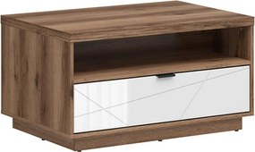 Masuta cafea FORN, nuc/alb lucios, PAL, 90x60x49 cm