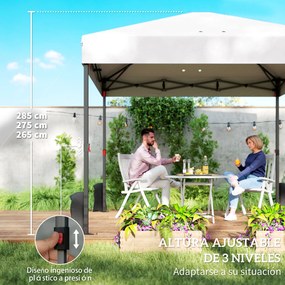 Outsunny Cort Pliabil Pop-up 3x3 m cu 3 Pereți 2 Ferestre Înălțime Reglabilă UPF50+ Husă Transport și Sacii de Nisip Alb | Aosom Romania