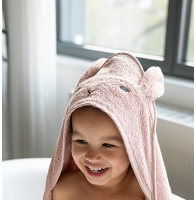 Prosop cu glugă pentru copii roz/maro din bumbac 75x75 cm Rabbit – Kindsgut