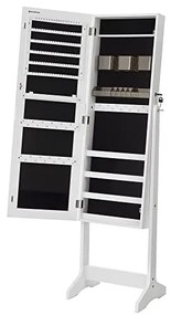 Dulap pentru depozitare bijuterii si oglinda, Songmics, UJJC002W01, Plastic