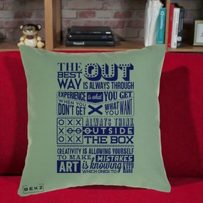 Perna Decorativa Citate Creativitate Albastru, 40x40 cm, Verde, Husa Detasabila, Perna Inclusa, BEKZ®