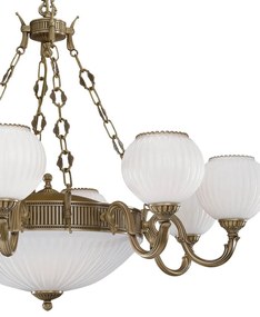 Candelabru cu 8 brate clasic design italian din alama, sticla 9250 RA-L. 9250/8+3