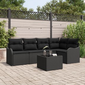 vidaXL Set de canapele pentru grădină cu pernă 6 pcs Bej Rattan poli