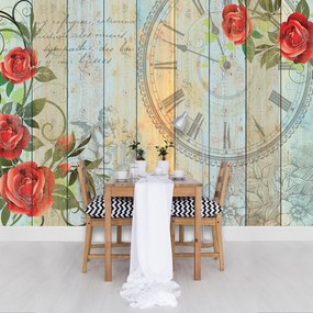Fototapet - Ceas din lemn (152,5x104 cm)