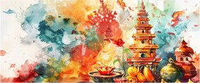 Tablou - Ilustrație în acuarelă (120x50 cm)