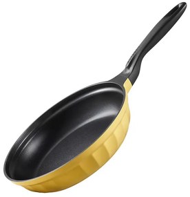 Tigaie BUYDEEM CP182, 28 cm, Capac din sticla, Aluminiu turnat, Fara PFOA, Acoperire antiaderenta, Galben