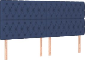 vidaXL Tăblie de pat albastră 180x7x118/128 cm, material textil