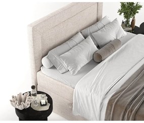 Pat boxspring bej cu spațiu de depozitare 200x200 cm Imagine – Maison de Rêve