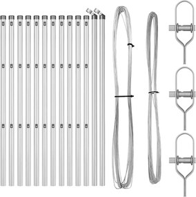vidaXL Stâlp de gard. 13 pcs Argintiu Oțel