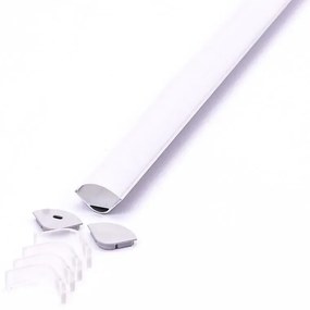 Profil Banda LED de Colt, Aplicat (PT), Lat, Aluminiu + Alb Mat, 2m