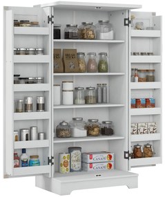 HOMCOM Bufet bucătărie dulap de bucătărie 5 niveluri cu uși și rafturi reglabile 60l x 40P x 120H cm aspect lemn crem | Aosom Romania