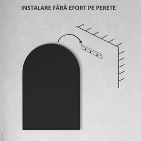 HOMCOM Oglindă de Baie în Formă de Arc și Ramă din Aluminiu, Oglindă Decorativă, 60x3x90 cm, Negru | Aosom Romania