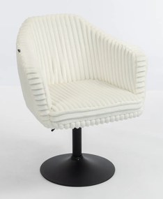 HR832N Scaun Alb Teddy Cord cu Bază Neagră