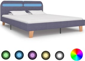 vidaXL Cadru pat cu LED-uri, gri deschis, 160x200 cm, material textil