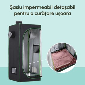 Outsunny Cort pentru Cultura Hidroponică, Spațiu de Creștere Plante, 60x60x140 cm, Rezistent la Lumină, Negru | Aosom Romania