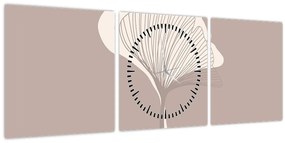 Tablou - Frunze bej N⁰3 (cu ceas) (90x30 cm)