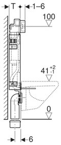 Rezervor incastrat Geberit Delta cu cadru Kombifix Basic pentru wc suspendat 108 cm