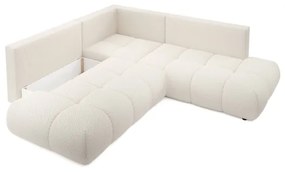 Colțar extensibil ALMADA, tapițat, în L, cu spațiu de depozitare, orientare stânga, bej